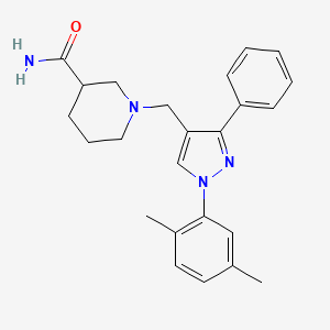 molecular formula C24H28N4O B6025747 1-{[1-(2,5-dimethylphenyl)-3-phenyl-1H-pyrazol-4-yl]methyl}-3-piperidinecarboxamide 