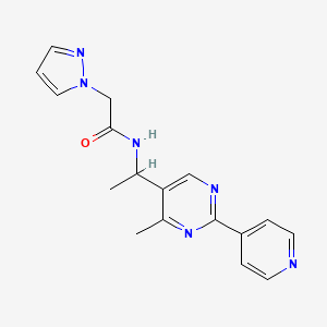 molecular formula C17H18N6O B6025754 N-{1-[4-methyl-2-(4-pyridinyl)-5-pyrimidinyl]ethyl}-2-(1H-pyrazol-1-yl)acetamide 