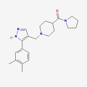 molecular formula C22H30N4O B6025762 1-{[3-(3,4-dimethylphenyl)-1H-pyrazol-4-yl]methyl}-4-(1-pyrrolidinylcarbonyl)piperidine 