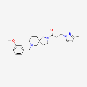 molecular formula C23H32N4O2 B6025798 1-[9-[(3-Methoxyphenyl)methyl]-2,9-diazaspiro[4.5]decan-2-yl]-3-(3-methylpyrazol-1-yl)propan-1-one 