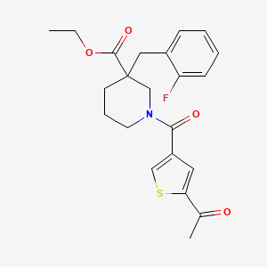 molecular formula C22H24FNO4S B6025810 ethyl 1-[(5-acetyl-3-thienyl)carbonyl]-3-(2-fluorobenzyl)-3-piperidinecarboxylate 