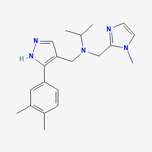 molecular formula C20H27N5 B6025816 N-{[3-(3,4-dimethylphenyl)-1H-pyrazol-4-yl]methyl}-N-[(1-methyl-1H-imidazol-2-yl)methyl]-2-propanamine 