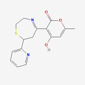 4-hydroxy-6-methyl-3-[7-(2-pyridinyl)-2,3,6,7-tetrahydro-1,4-thiazepin-5-yl]-2H-pyran-2-one