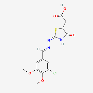 molecular formula C14H14ClN3O5S B6025857 {2-[(3-chloro-4,5-dimethoxybenzylidene)hydrazono]-4-oxo-1,3-thiazolidin-5-yl}acetic acid 