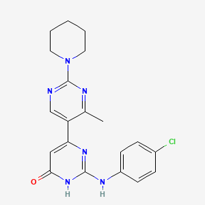 molecular formula C20H21ClN6O B6025878 2-[(4-chlorophenyl)amino]-4'-methyl-2'-(1-piperidinyl)-4,5'-bipyrimidin-6(1H)-one 