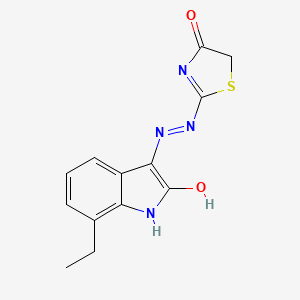 7-ethyl-1H-indole-2,3-dione 3-[(4-oxo-1,3-thiazolidin-2-ylidene)hydrazone]