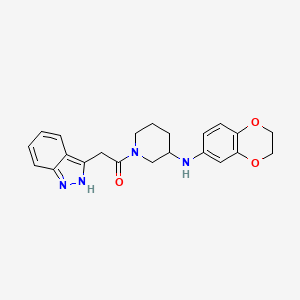 molecular formula C22H24N4O3 B6025908 N-(2,3-dihydro-1,4-benzodioxin-6-yl)-1-(1H-indazol-3-ylacetyl)-3-piperidinamine 