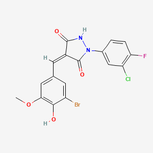 4-(3-bromo-4-hydroxy-5-methoxybenzylidene)-1-(3-chloro-4-fluorophenyl)-3,5-pyrazolidinedione