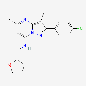 molecular formula C19H21ClN4O B6025970 2-(4-chlorophenyl)-3,5-dimethyl-N-(tetrahydro-2-furanylmethyl)pyrazolo[1,5-a]pyrimidin-7-amine 