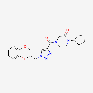 molecular formula C21H25N5O4 B6025992 1-cyclopentyl-4-{[1-(2,3-dihydro-1,4-benzodioxin-2-ylmethyl)-1H-1,2,3-triazol-4-yl]carbonyl}-2-piperazinone 