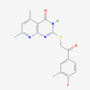 1-(4-fluoro-3-methylphenyl)-2-[(4-hydroxy-5,7-dimethylpyrido[2,3-d]pyrimidin-2-yl)thio]ethanone