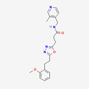 molecular formula C21H24N4O3 B6026032 3-{5-[2-(2-methoxyphenyl)ethyl]-1,3,4-oxadiazol-2-yl}-N-[(3-methyl-4-pyridinyl)methyl]propanamide 