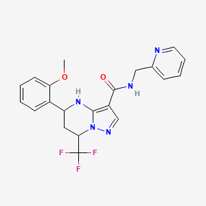 molecular formula C21H20F3N5O2 B6026090 5-(2-methoxyphenyl)-N-(pyridin-2-ylmethyl)-7-(trifluoromethyl)-4,5,6,7-tetrahydropyrazolo[1,5-a]pyrimidine-3-carboxamide 