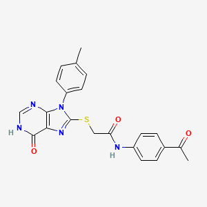 molecular formula C22H19N5O3S B6026153 N-(4-acetylphenyl)-2-{[9-(4-methylphenyl)-6-oxo-6,9-dihydro-1H-purin-8-yl]thio}acetamide 