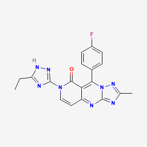 molecular formula C19H15FN8O B6026160 7-(3-ethyl-1H-1,2,4-triazol-5-yl)-9-(4-fluorophenyl)-2-methylpyrido[4,3-d][1,2,4]triazolo[1,5-a]pyrimidin-8(7H)-one 