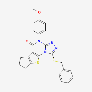 3-benzylsulfanyl-7-(4-methoxyphenyl)-15-thia-2,4,5,7-tetrazatetracyclo[7.6.0.02,6.010,14]pentadeca-1(9),3,5,10(14)-tetraen-8-one