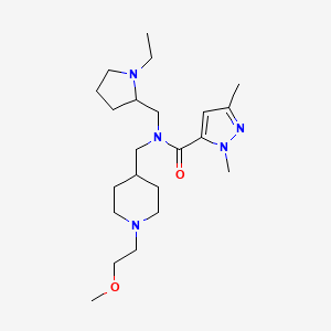 molecular formula C22H39N5O2 B6026167 N-[(1-ethyl-2-pyrrolidinyl)methyl]-N-{[1-(2-methoxyethyl)-4-piperidinyl]methyl}-1,3-dimethyl-1H-pyrazole-5-carboxamide 