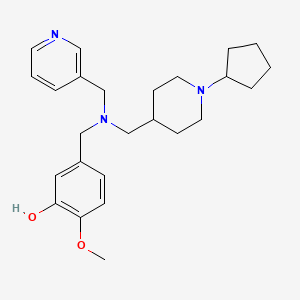 molecular formula C25H35N3O2 B6026176 5-{[[(1-cyclopentyl-4-piperidinyl)methyl](3-pyridinylmethyl)amino]methyl}-2-methoxyphenol 