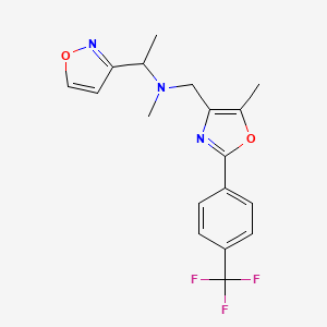 molecular formula C18H18F3N3O2 B6026219 1-(3-isoxazolyl)-N-methyl-N-({5-methyl-2-[4-(trifluoromethyl)phenyl]-1,3-oxazol-4-yl}methyl)ethanamine 