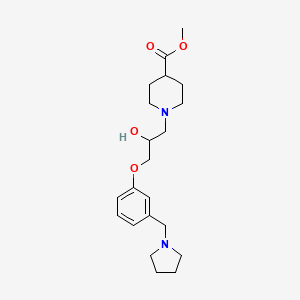 molecular formula C21H32N2O4 B6026260 methyl 1-{2-hydroxy-3-[3-(1-pyrrolidinylmethyl)phenoxy]propyl}-4-piperidinecarboxylate 