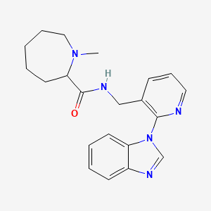 molecular formula C21H25N5O B6026335 N-{[2-(1H-benzimidazol-1-yl)-3-pyridinyl]methyl}-1-methyl-2-azepanecarboxamide 