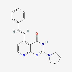 molecular formula C19H18N4O B6026347 5-(2-phenylvinyl)-2-(1-pyrrolidinyl)pyrido[2,3-d]pyrimidin-4(3H)-one 