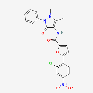 molecular formula C22H17ClN4O5 B6026368 5-(2-chloro-4-nitrophenyl)-N-(1,5-dimethyl-3-oxo-2-phenyl-2,3-dihydro-1H-pyrazol-4-yl)-2-furamide 