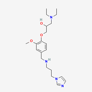 molecular formula C21H34N4O3 B6026378 1-(diethylamino)-3-[4-({[3-(1H-imidazol-1-yl)propyl]amino}methyl)-2-methoxyphenoxy]-2-propanol 