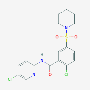 molecular formula C17H17Cl2N3O3S B6026399 2-chloro-N-(5-chloro-2-pyridinyl)-5-(1-piperidinylsulfonyl)benzamide 