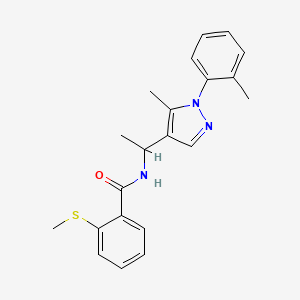 molecular formula C21H23N3OS B6026487 N-{1-[5-methyl-1-(2-methylphenyl)-1H-pyrazol-4-yl]ethyl}-2-(methylthio)benzamide 