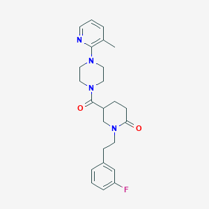 molecular formula C24H29FN4O2 B6026530 1-[2-(3-fluorophenyl)ethyl]-5-{[4-(3-methyl-2-pyridinyl)-1-piperazinyl]carbonyl}-2-piperidinone 