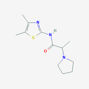 molecular formula C12H19N3OS B6026566 N-(4,5-dimethyl-1,3-thiazol-2-yl)-2-(1-pyrrolidinyl)propanamide 