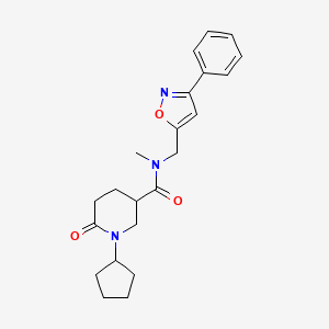 molecular formula C22H27N3O3 B6026578 1-cyclopentyl-N-methyl-6-oxo-N-[(3-phenyl-5-isoxazolyl)methyl]-3-piperidinecarboxamide 