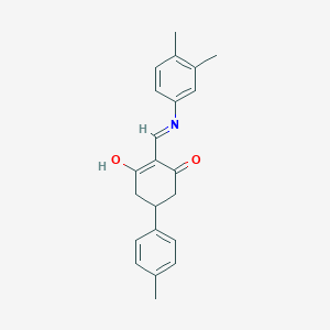 molecular formula C22H23NO2 B6026591 2-{[(3,4-dimethylphenyl)amino]methylene}-5-(4-methylphenyl)-1,3-cyclohexanedione 