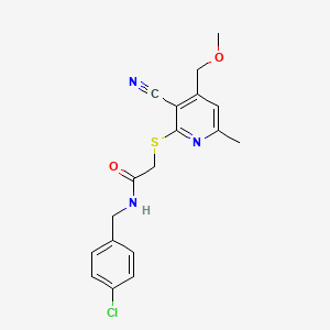 N-[(4-CHLOROPHENYL)METHYL]-2-{[3-CYANO-4-(METHOXYMETHYL)-6-METHYLPYRIDIN-2-YL]SULFANYL}ACETAMIDE