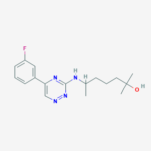 molecular formula C17H23FN4O B6026633 6-[[5-(3-Fluorophenyl)-1,2,4-triazin-3-yl]amino]-2-methylheptan-2-ol 