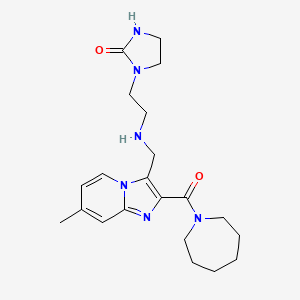 molecular formula C21H30N6O2 B6026647 1-[2-({[2-(1-azepanylcarbonyl)-7-methylimidazo[1,2-a]pyridin-3-yl]methyl}amino)ethyl]-2-imidazolidinone 