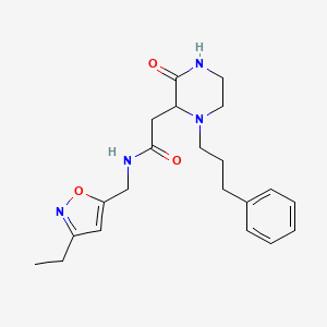 molecular formula C21H28N4O3 B6026661 N-[(3-ethyl-5-isoxazolyl)methyl]-2-[3-oxo-1-(3-phenylpropyl)-2-piperazinyl]acetamide 