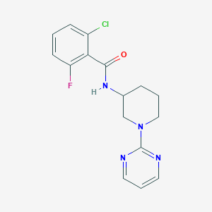 molecular formula C16H16ClFN4O B6026707 2-chloro-6-fluoro-N-[1-(2-pyrimidinyl)-3-piperidinyl]benzamide 