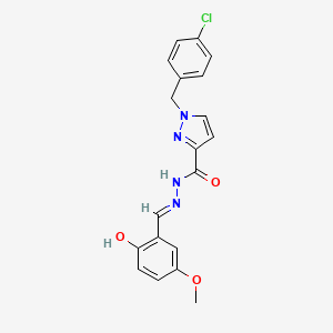 1-[(4-chlorophenyl)methyl]-N-[(E)-(2-hydroxy-5-methoxyphenyl)methylideneamino]pyrazole-3-carboxamide