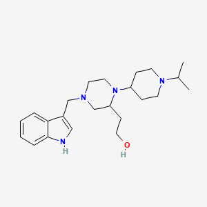 molecular formula C23H36N4O B6026721 2-[4-(1H-indol-3-ylmethyl)-1-(1-isopropyl-4-piperidinyl)-2-piperazinyl]ethanol 