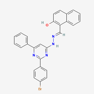 molecular formula C27H19BrN4O B6026744 2-hydroxy-1-naphthaldehyde [2-(4-bromophenyl)-6-phenyl-4-pyrimidinyl]hydrazone 