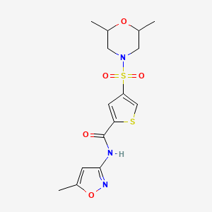 molecular formula C15H19N3O5S2 B6026754 4-(2,6-dimethylmorpholin-4-yl)sulfonyl-N-(5-methyl-1,2-oxazol-3-yl)thiophene-2-carboxamide 