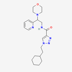 molecular formula C22H32N6O2 B6026756 1-(2-cyclohexylethyl)-N-(2-morpholin-4-yl-2-pyridin-2-ylethyl)triazole-4-carboxamide 