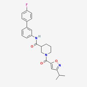 molecular formula C25H26FN3O3 B6026779 N-(4'-fluoro-3-biphenylyl)-1-[(3-isopropyl-5-isoxazolyl)carbonyl]-3-piperidinecarboxamide 