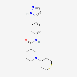 N-[4-(1H-pyrazol-5-yl)phenyl]-1-(tetrahydro-2H-thiopyran-4-yl)-3-piperidinecarboxamide