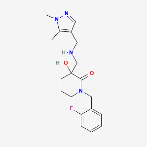 3-({[(1,5-dimethyl-1H-pyrazol-4-yl)methyl]amino}methyl)-1-(2-fluorobenzyl)-3-hydroxy-2-piperidinone