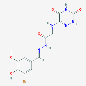 N'-[(E)-(3-bromo-4-hydroxy-5-methoxyphenyl)methylidene]-2-[(3,5-dioxo-2,3,4,5-tetrahydro-1,2,4-triazin-6-yl)amino]acetohydrazide