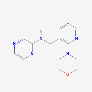 molecular formula C14H17N5O B6026882 N-{[2-(4-morpholinyl)-3-pyridinyl]methyl}-2-pyrazinamine 