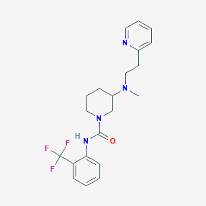 molecular formula C21H25F3N4O B6026891 3-{methyl[2-(2-pyridinyl)ethyl]amino}-N-[2-(trifluoromethyl)phenyl]-1-piperidinecarboxamide 